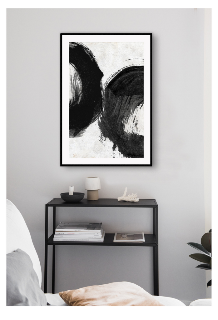 black and white abstract art framed art print scandi nordic 