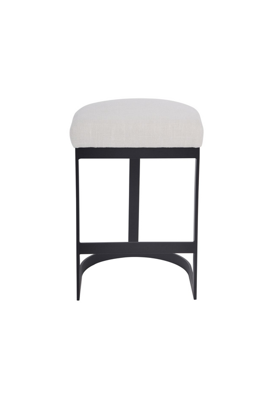 Brocky Black Kitchen Stool - Natural Linen
