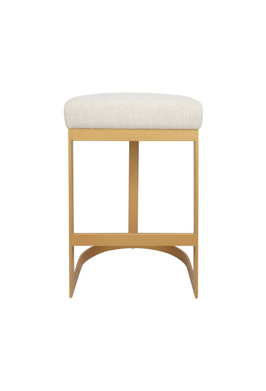 Brocky Brass Kitchen Stool - Natural Linen