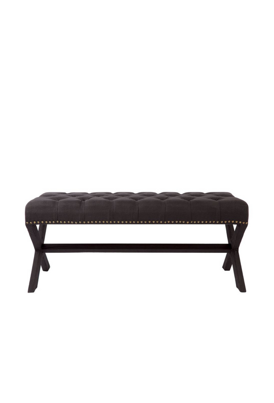 Regina Tufted Bench Ottoman - Black Linen (Sale)