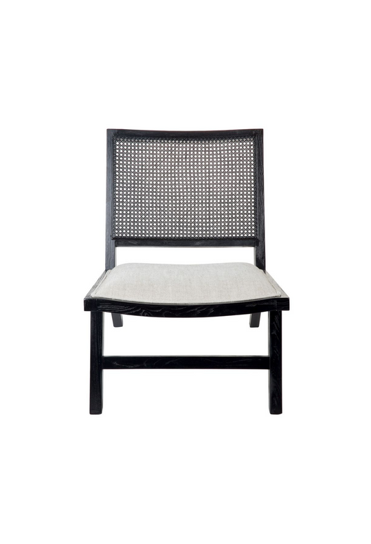 Paleo Rattan Black Chair - Natural Linen (Sale)