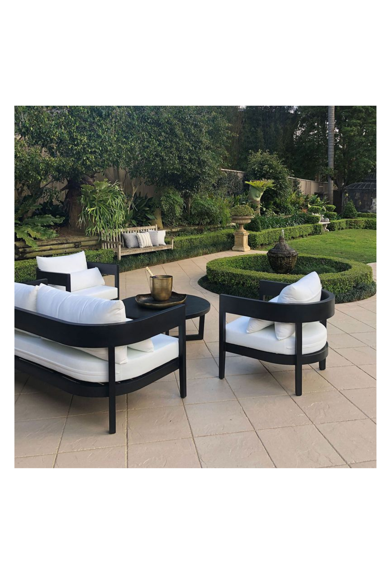 Avalon Outdoor Sofa Black Stain Teak Canvas Home Interiors