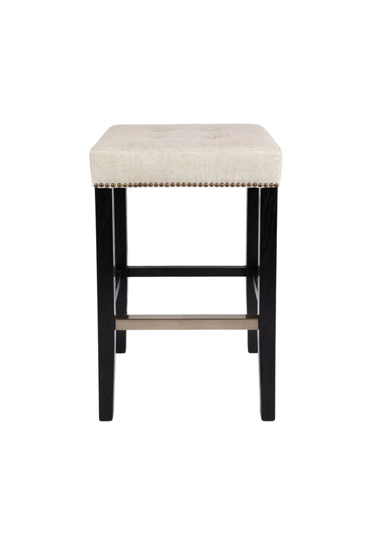 Candyce Black Bar Stool - Natural Linen