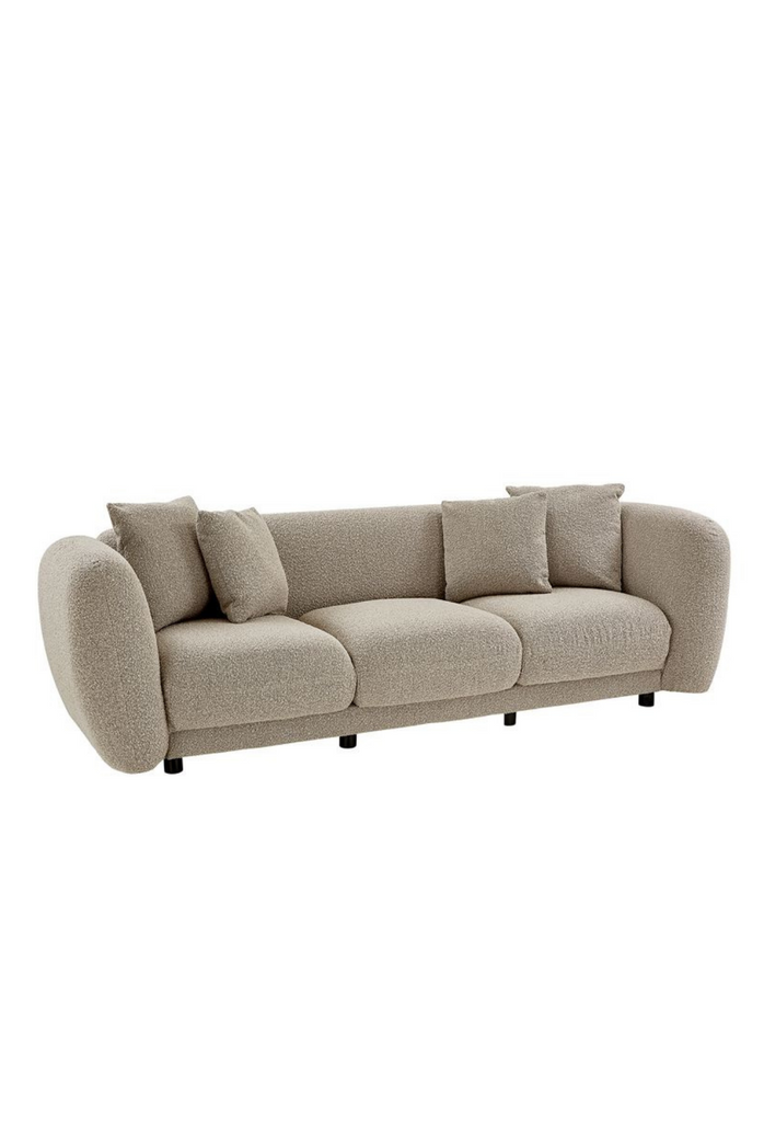Elegant and sophisticated high quaily wheat boucle 3 seate sofa