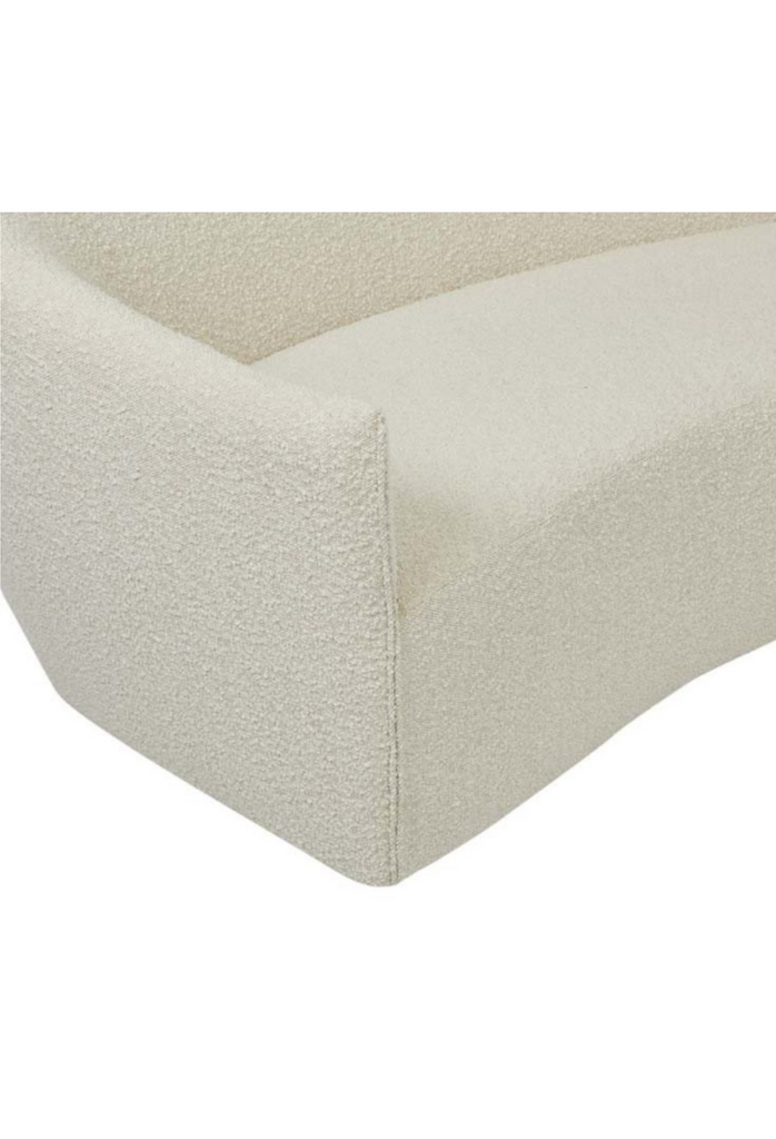 Simple minimalistic white boucle sofa