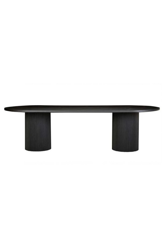 Berlin Ripple Oval Dining Table - Matt Black