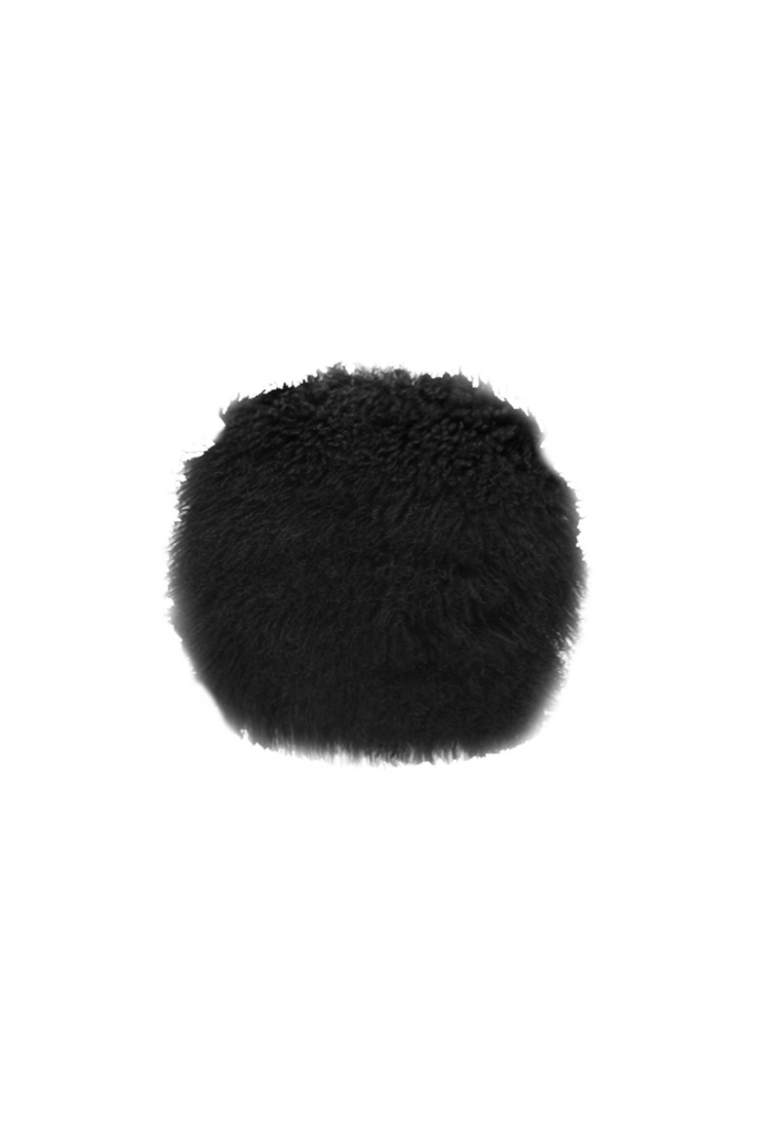 Sheepskin Cushion Round - Black