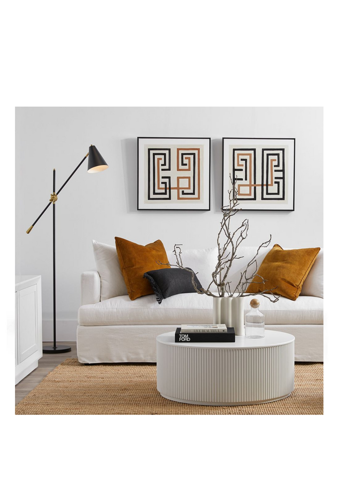 Elegant simple white linen sofa