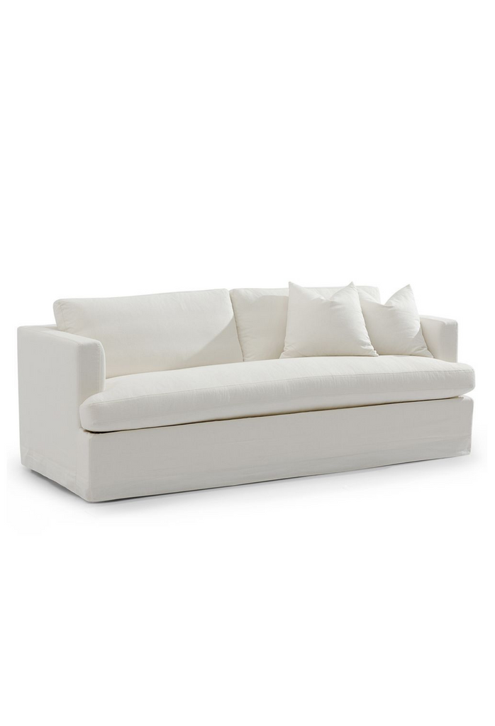 Elegant simple white linen sofa