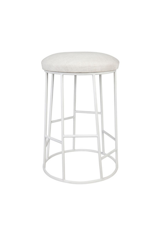 April White Steel Kitchen Stool - Natural Linen