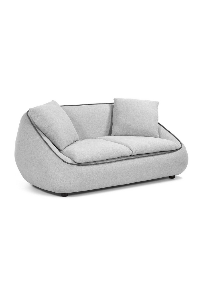 Curved light grey 2 seater sofa