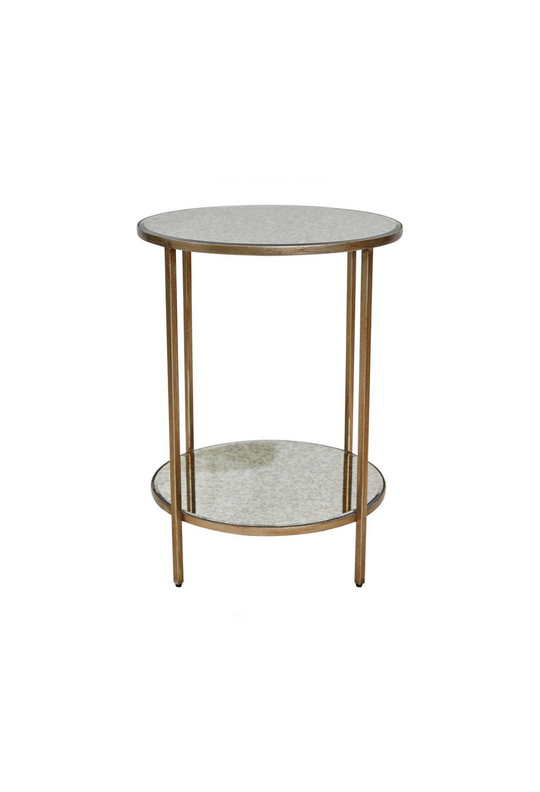 Colette Mirrored Side Table Antique Gold