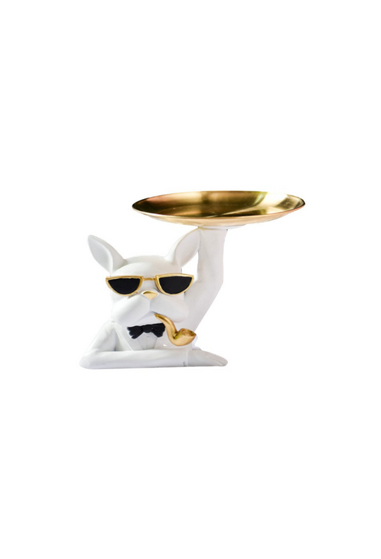 Bulldog with Pipe Tray - White (Sale)