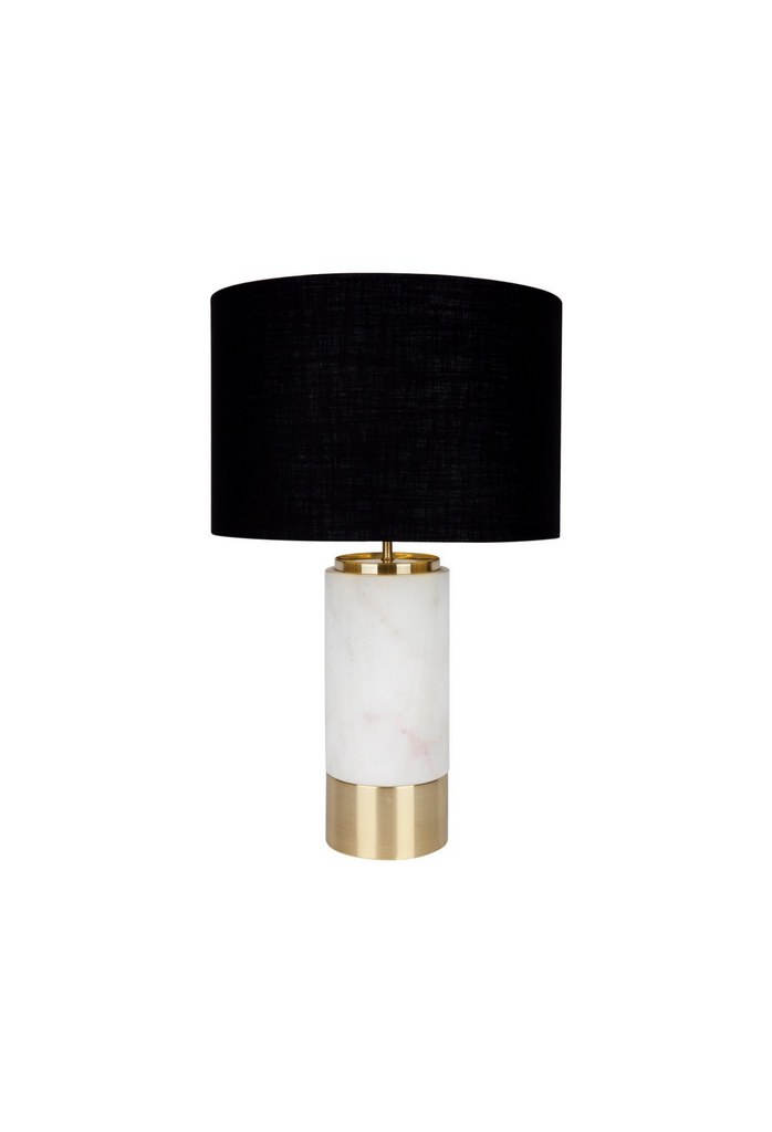 Paca Marble Table Lamp - White with Black Shade