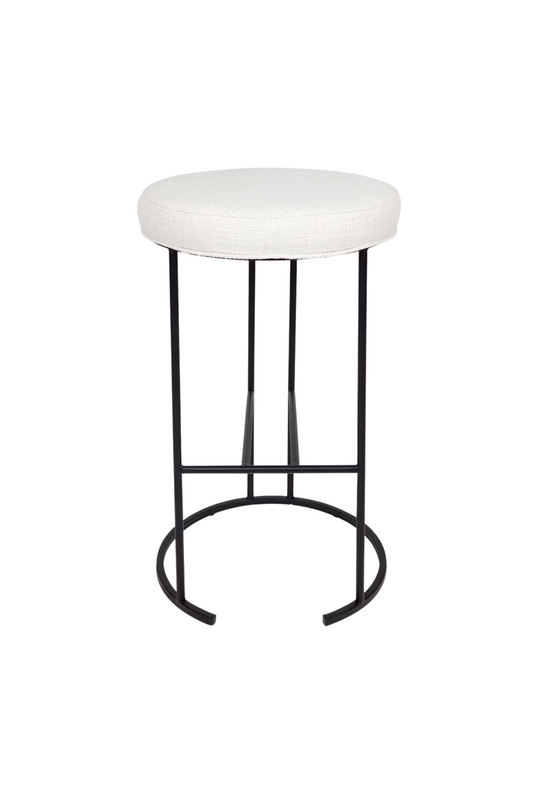 Blecky Black Kitchen Stool - Natural Linen