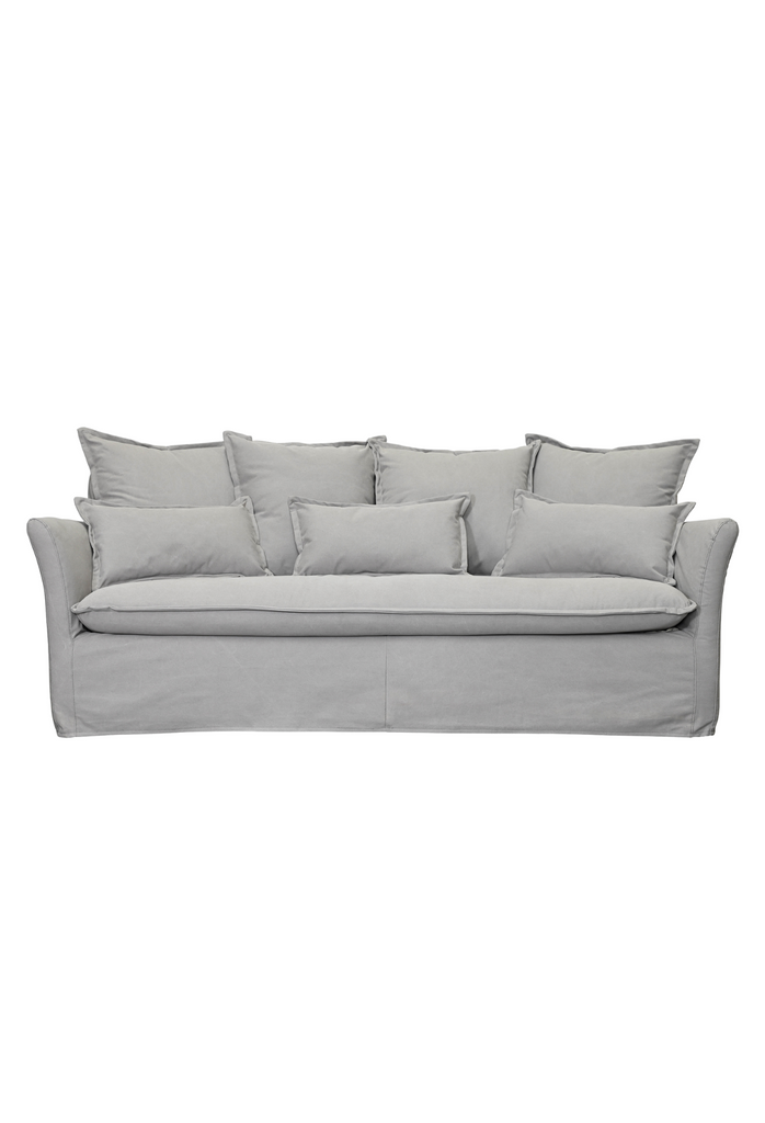 Pebble grey linen sofa with cushions included
