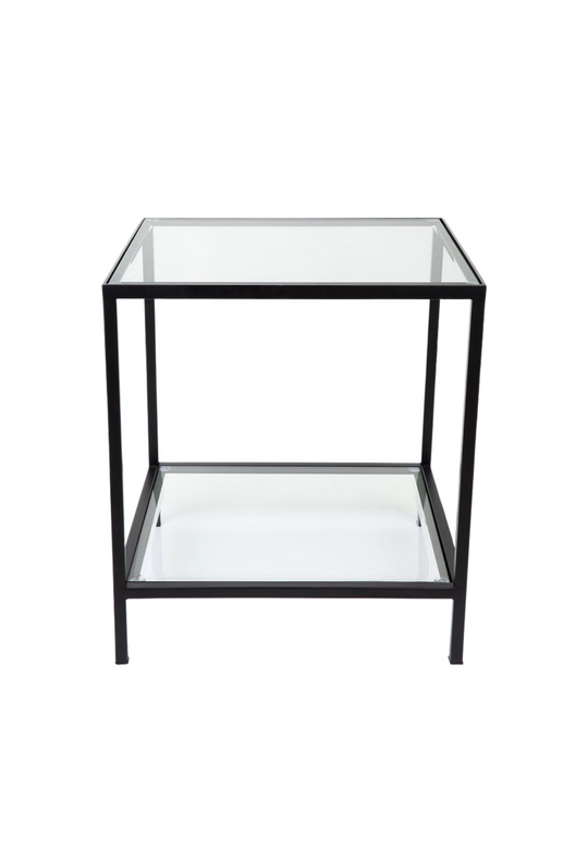 Gory Square Glass Side Table - Black