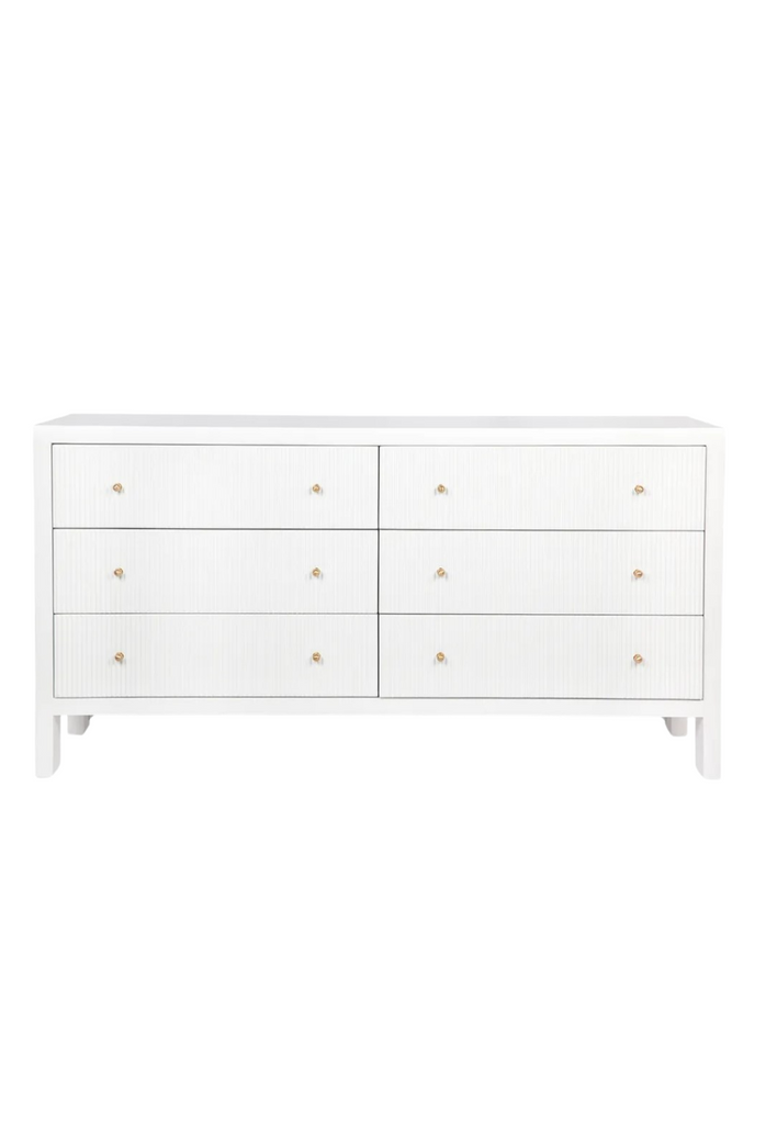 White 6 drawer chest wioth gold handles