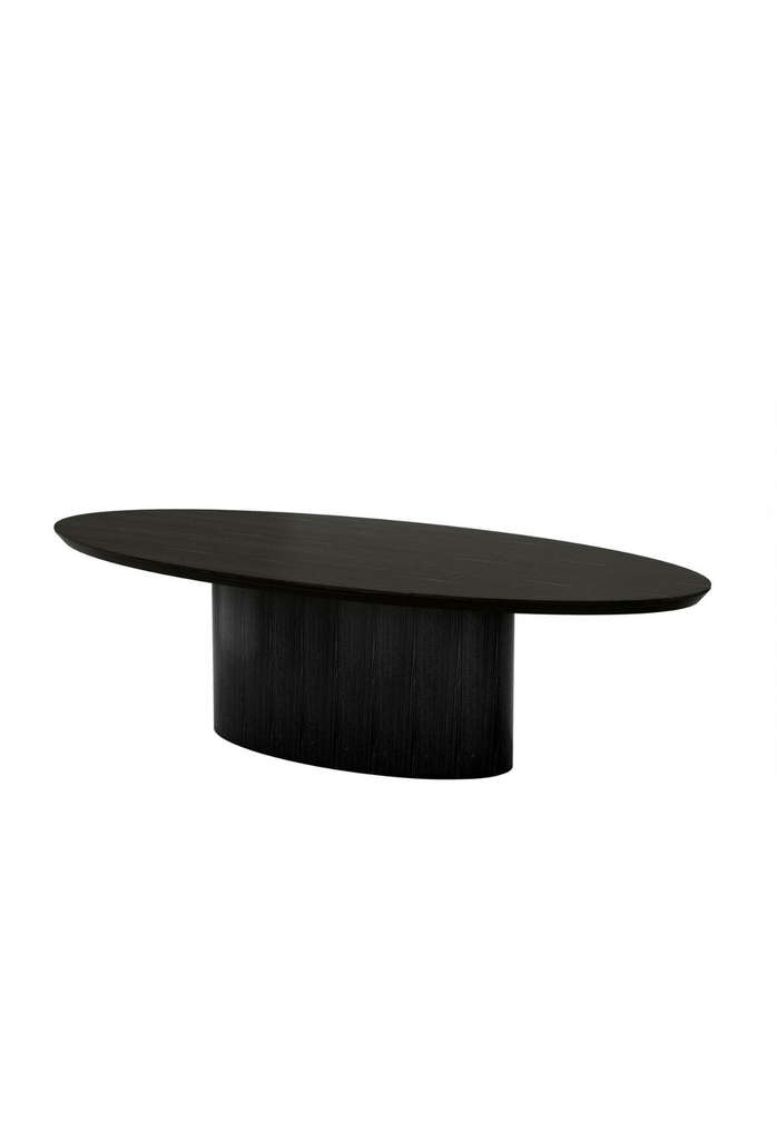 Contemporary oval top and base black wood dining table