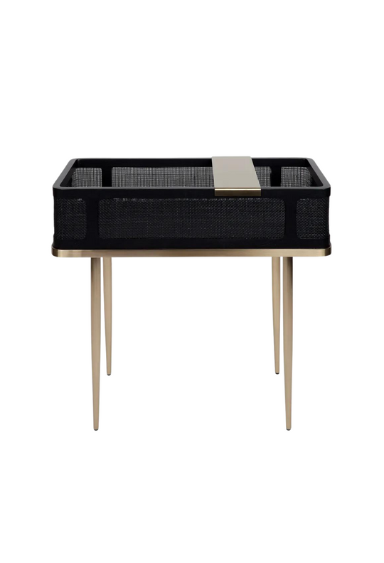 Draper Rattan Bar Table - Black & Gold (Sale)