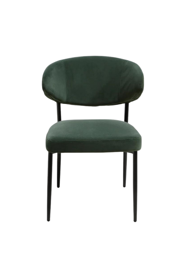 Modern green velvet dining chair