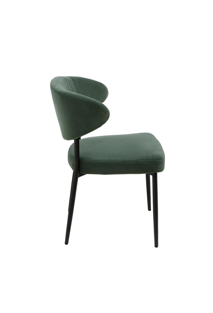 Modern green velvet dining chair