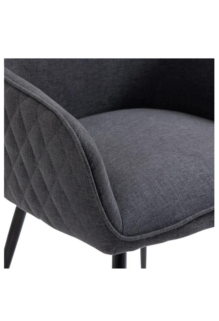 Contemporary charcoal quilted sides dininng chair