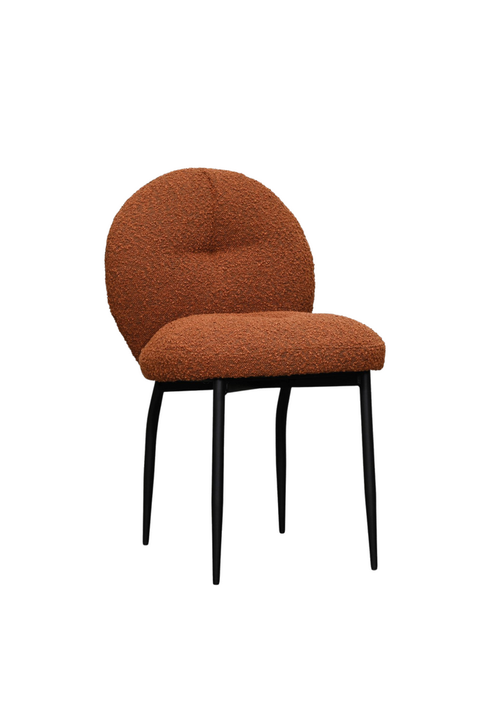 Rounded brick boucle dining chair