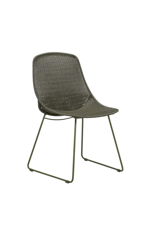 Grunada Scoop Closed Weave Dining Chair - Moss