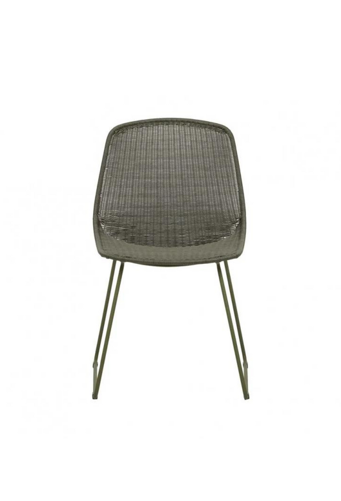 Outdoor green rattan dining chair