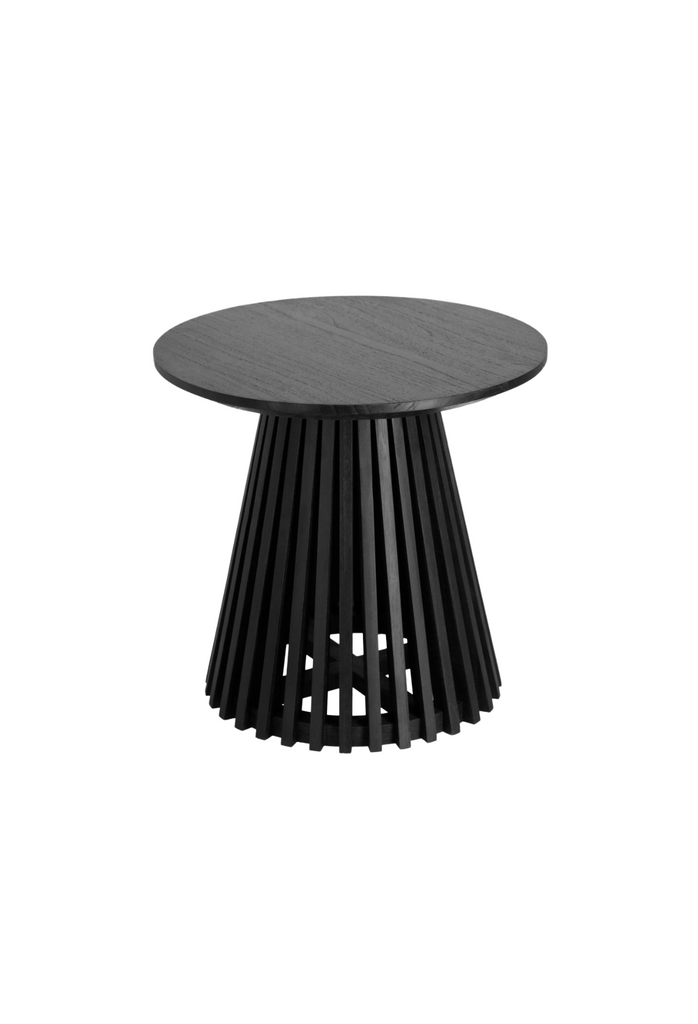 Modern black wood side table with an original design of pieces