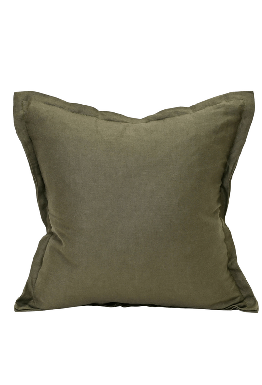 Estelle Linen Cushion - Dark Moss
