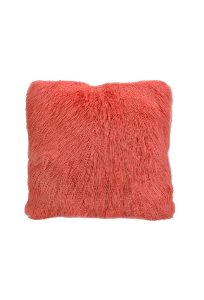 Goat Fur Cushion - Coral