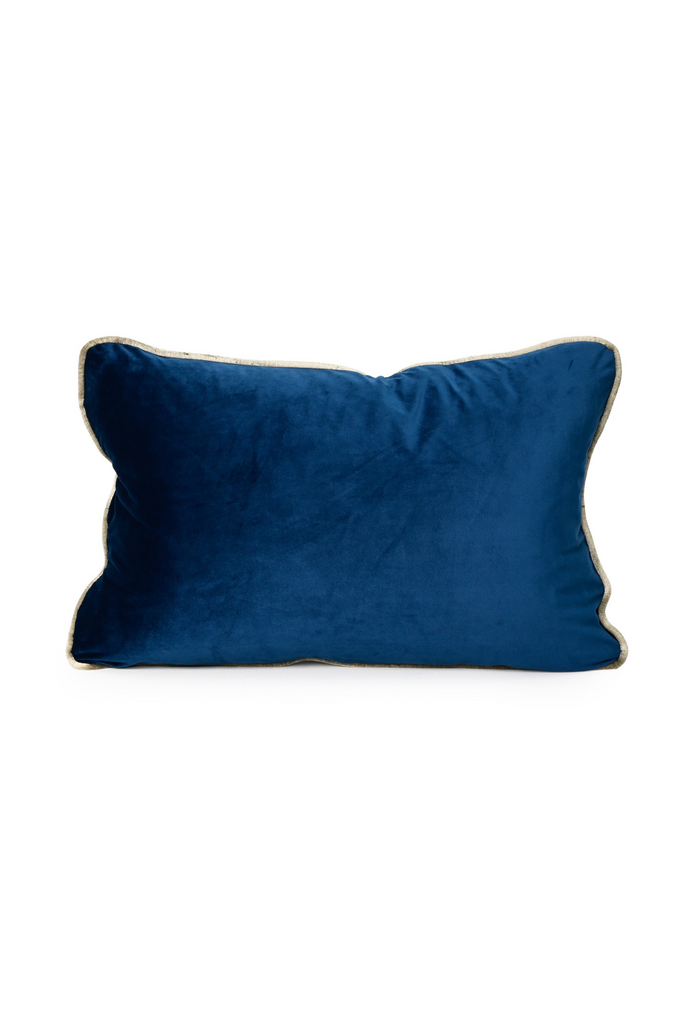 Coco Piped Cushion - French Navy (Gold Piping)