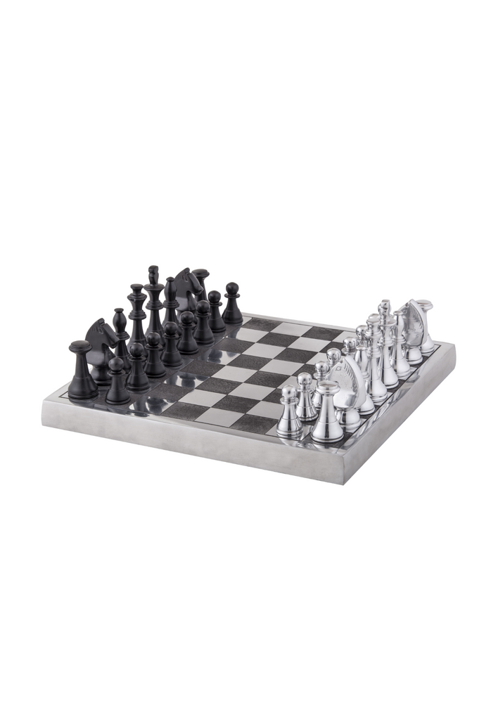 Chess Board Set Silver & Black