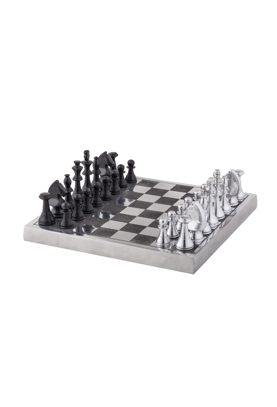 Chess Board Set Silver & Black (Sale)