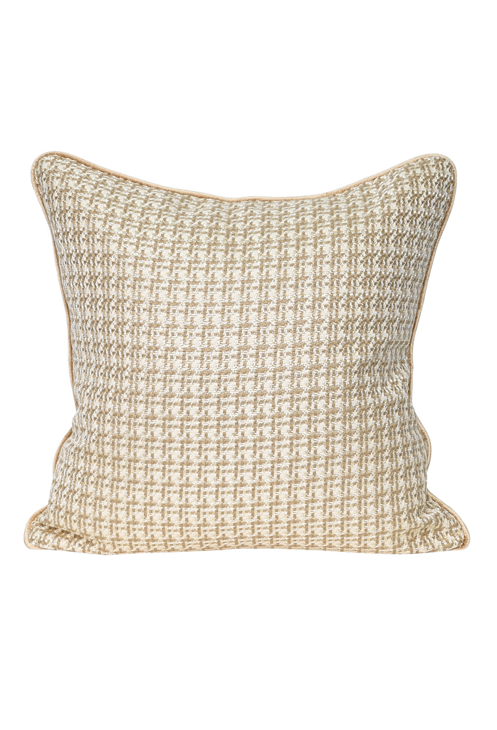 Coco Piped Cushion – Ivory  & Gold Tweed