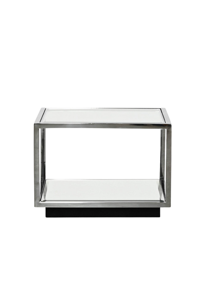 Modern silver and mirrored side table