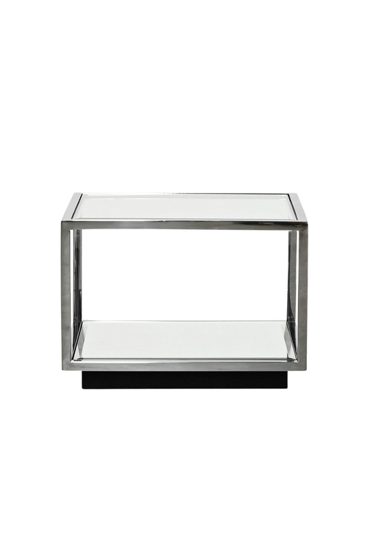 Mia Glass Side Table - Silver