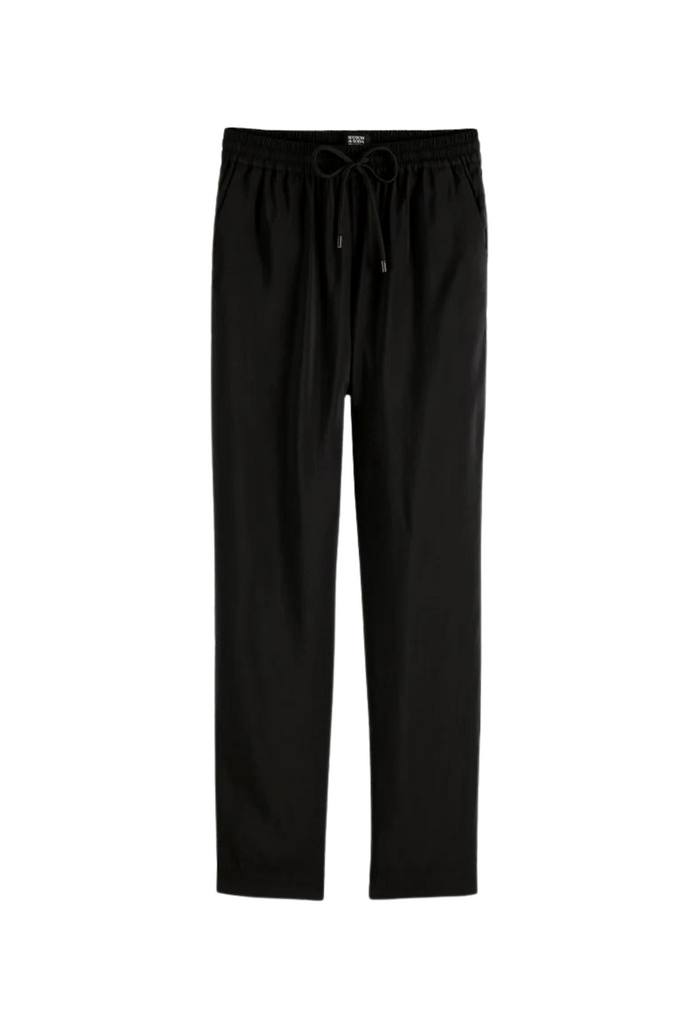 Elasticated mid-rise trousers - Black