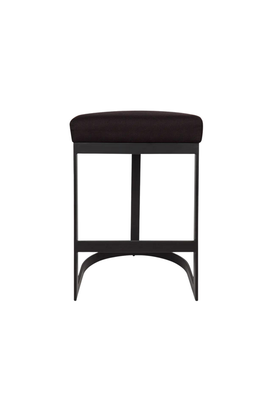Brocky Black Kitchen Stool - Black Linen