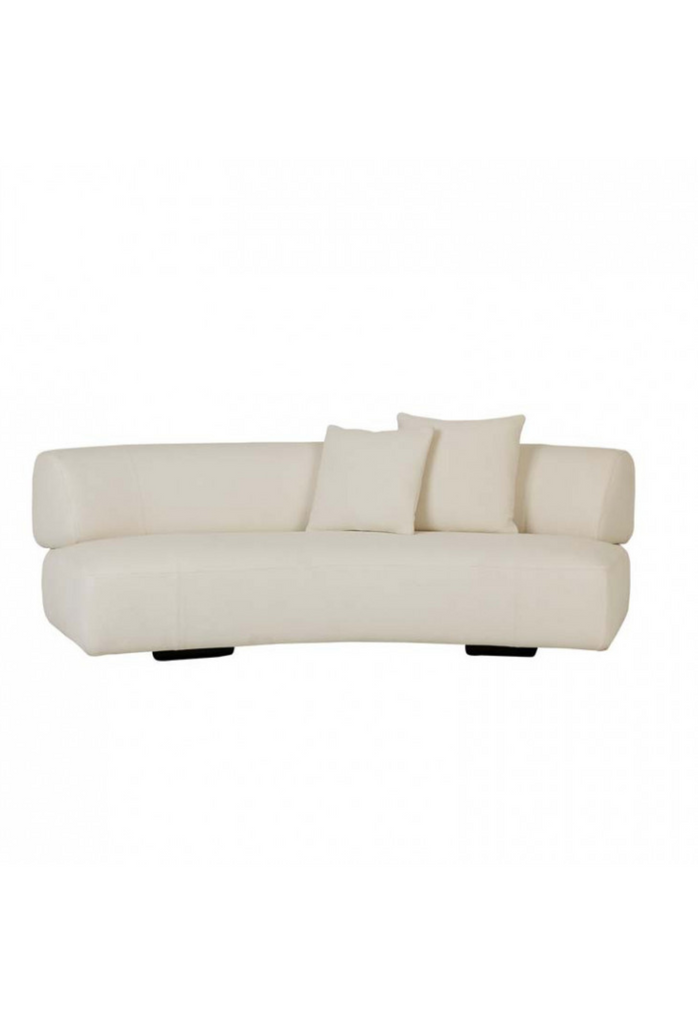 Curved modern white 3 seater sofa