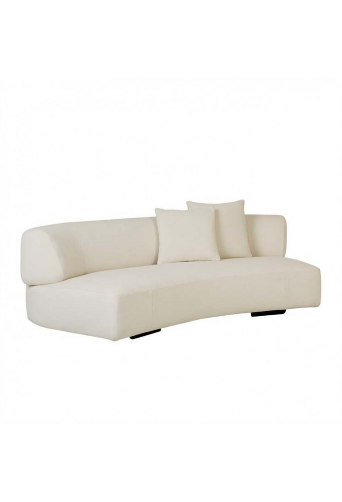 Curved modern white 3 seater sofa