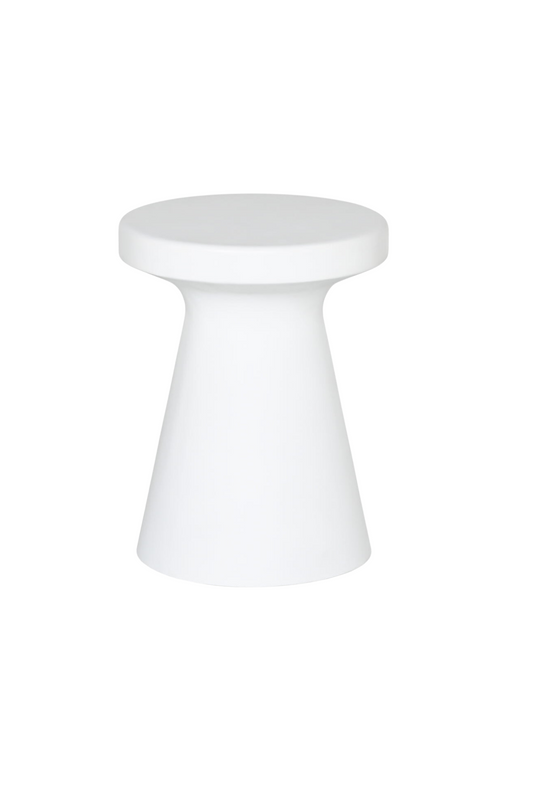 Kablah Round Stool Side Table - White