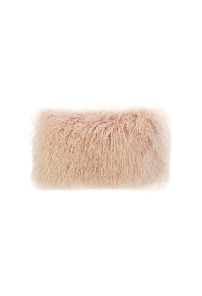 Sheepskin Lumbar Cushion - Pink