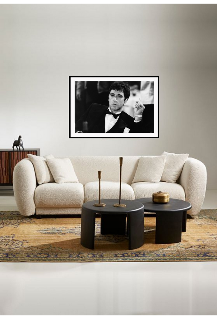 Iconic photography scarface Al Pacino cigarette black and white classic suit 