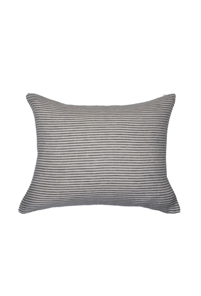Storm Linen Stripe Cushion - Grey