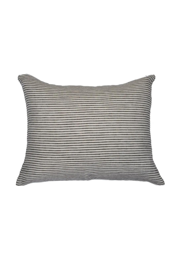 Storm Linen Stripe Cushion - Olive Green