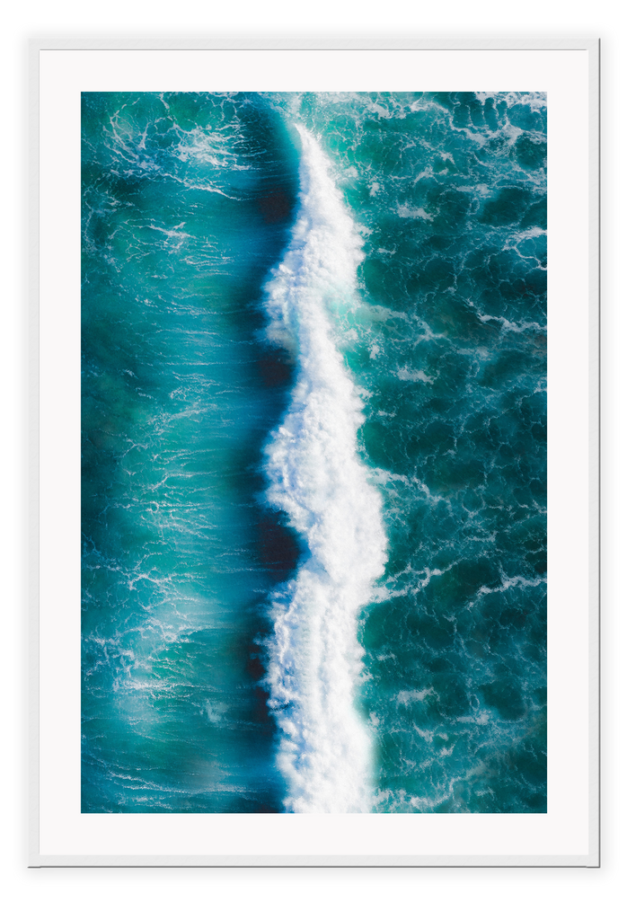 Ocean portrait print blue sea waves white wash minimal coast natural 