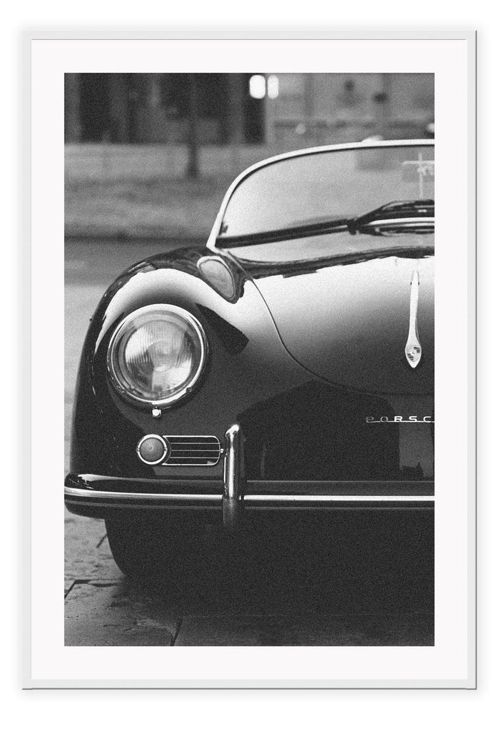 Car print black and white half car vintage iconic retro 